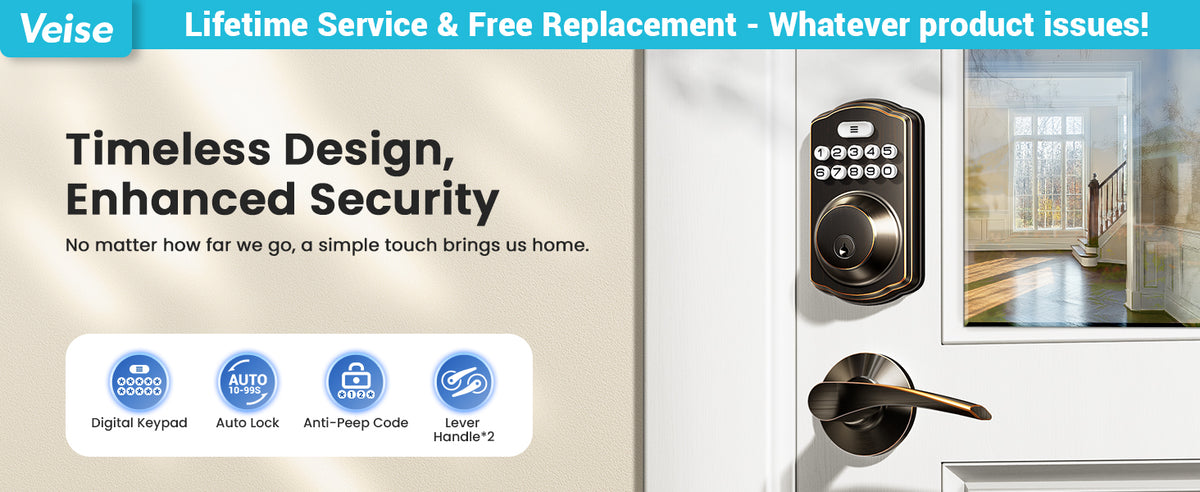 KS01B Keyless Entry Door Lock with 2 Lever Handles