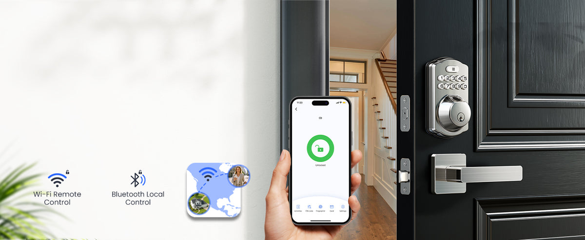 VE012W-L Built-in Wi-Fi Fingerprint Smart Lock with Lever Handle Set