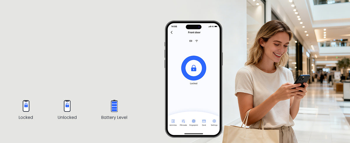 VE012W-L Built-in Wi-Fi Fingerprint Smart Lock with Lever Handle Set