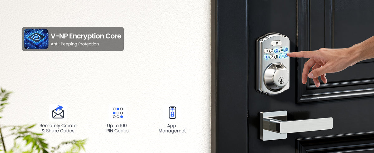 VE012W-L Built-in Wi-Fi Fingerprint Smart Lock with Lever Handle Set
