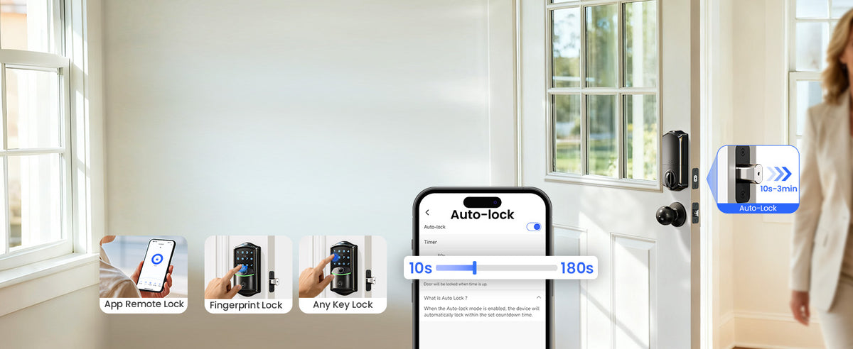 VE027-K WiFi Smart Deadbolt Locks with 2 Knobs Set