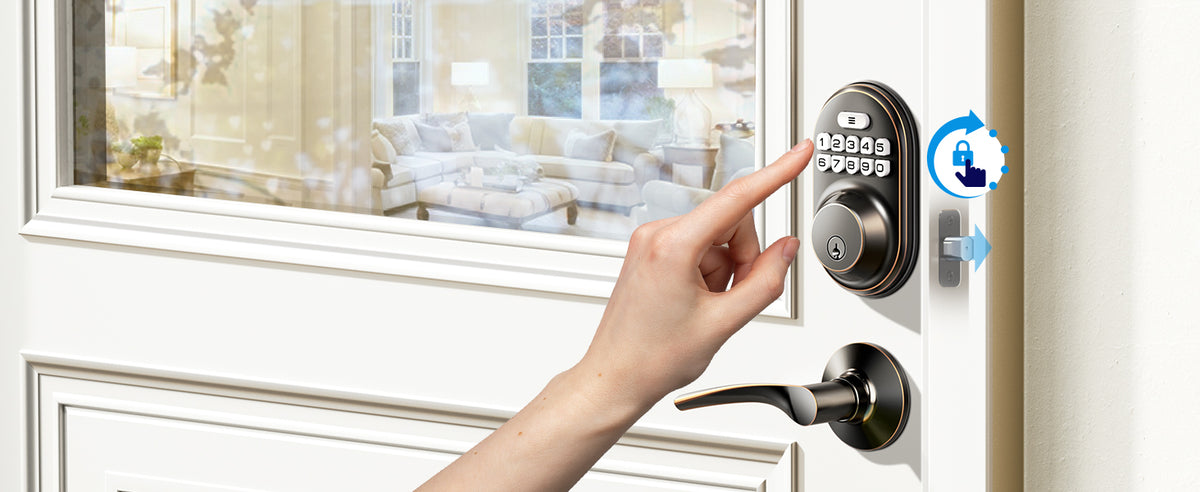 RZ-C Keyless Entry Door Lock with 2 Lever Handles
