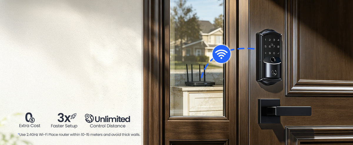 VE027-L Built-in WiFi Smart Lock with Handles Fingerprint keyless Entry