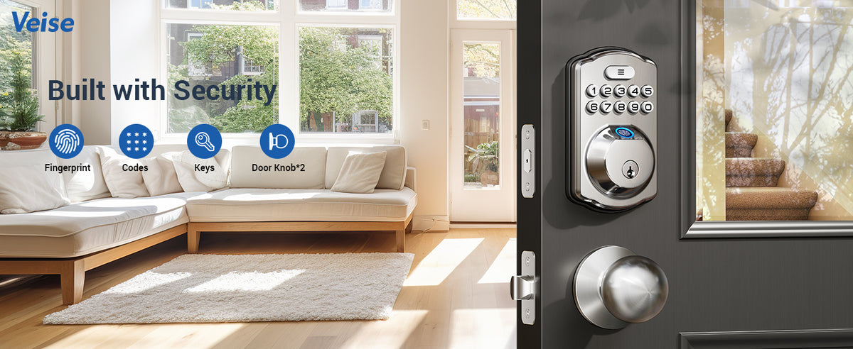 KS02C Fingerprint Deadbolt Lock with Knobs