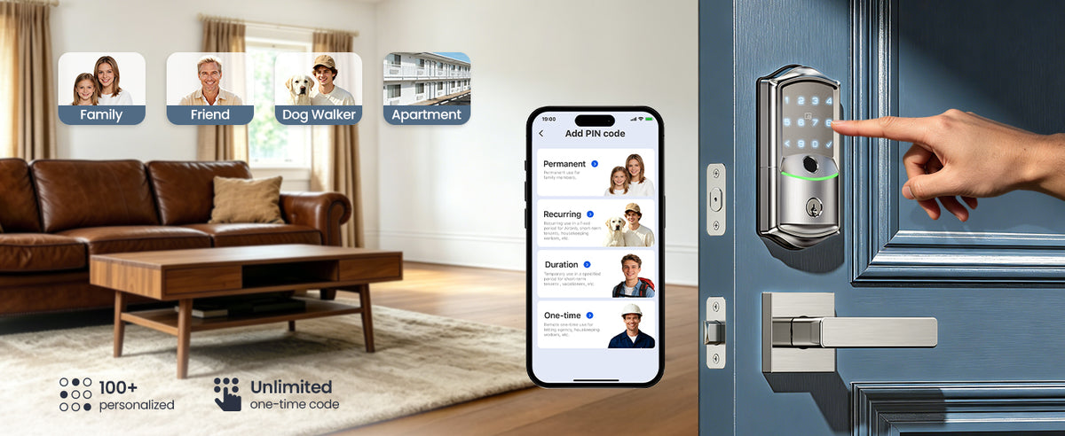VE027-L Built-in WiFi Smart Lock with Handles Fingerprint keyless Entry