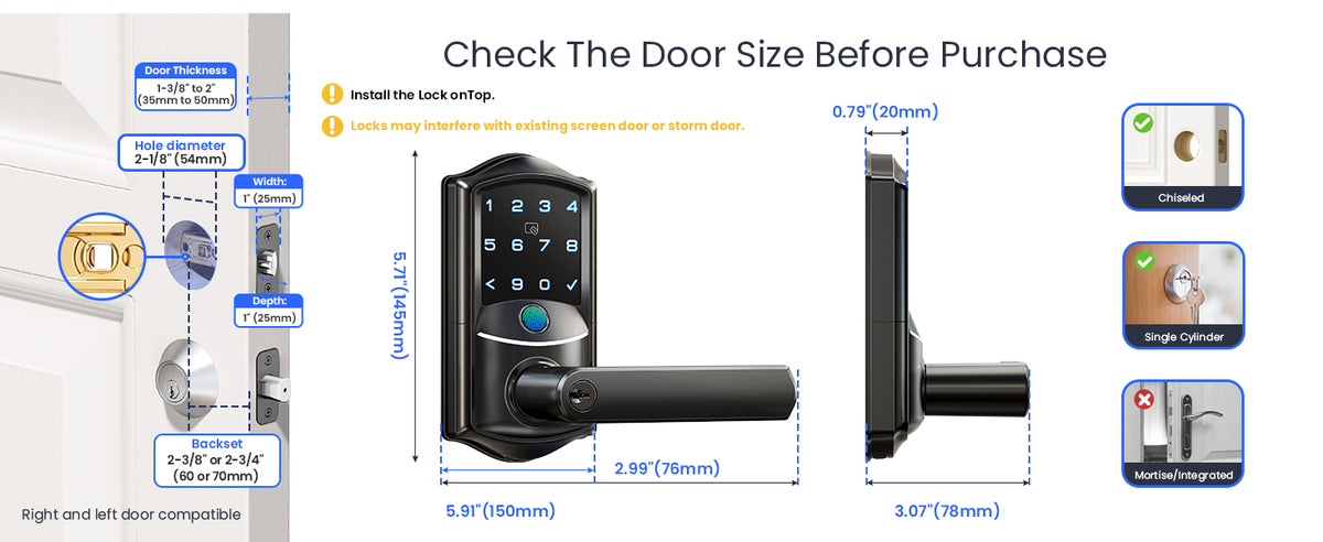 VE029 Wi-Fi Smart Lever Lock with Digital Keypad