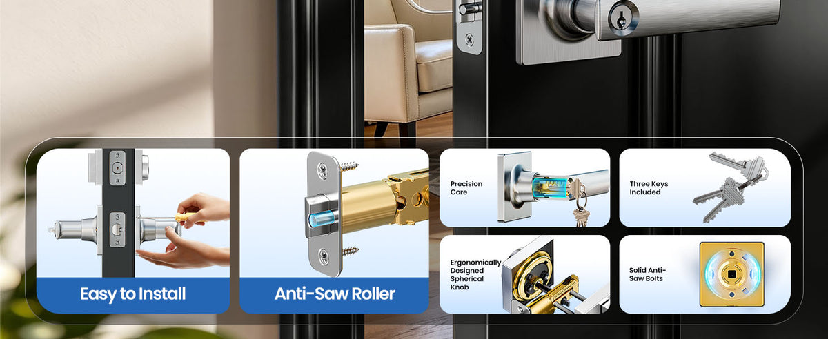 ZLY01 Square Front Door Handle Set with Deadbolt