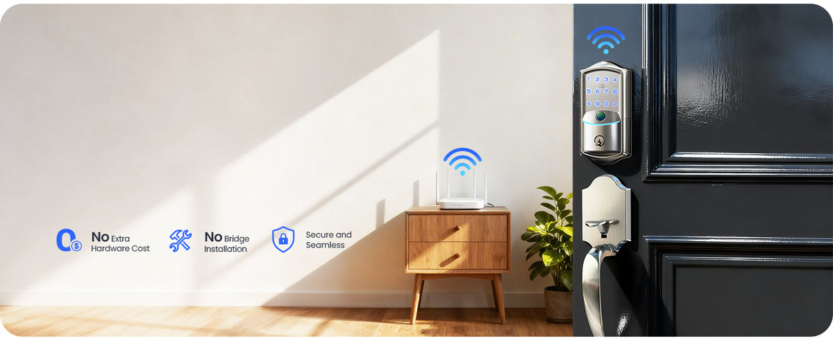 VE027-H Wi-Fi Fingerprint Smart Deadbolt Lock with Handleset