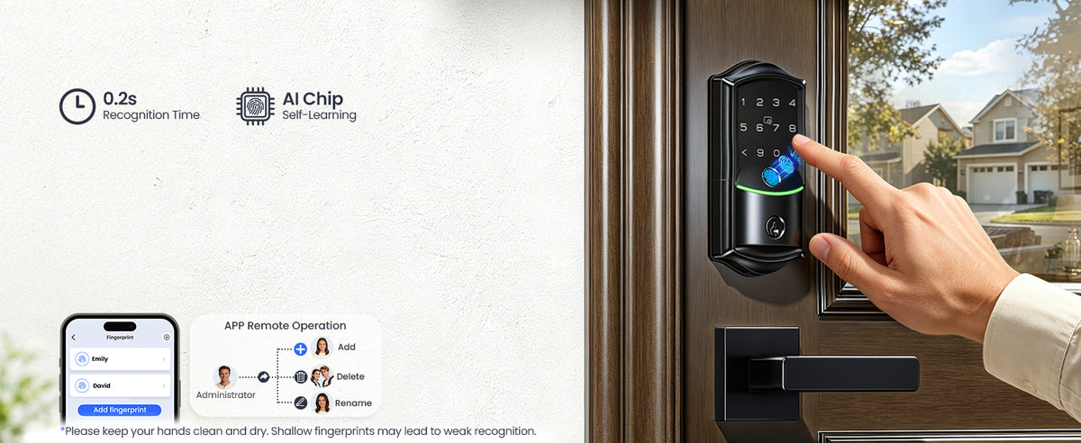 VE027-L Built-in WiFi Smart Lock with Handles Fingerprint keyless Entry
