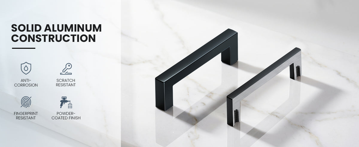 DH-AL04 3 Inch Hole Center Cabinet Handles, Matte Black