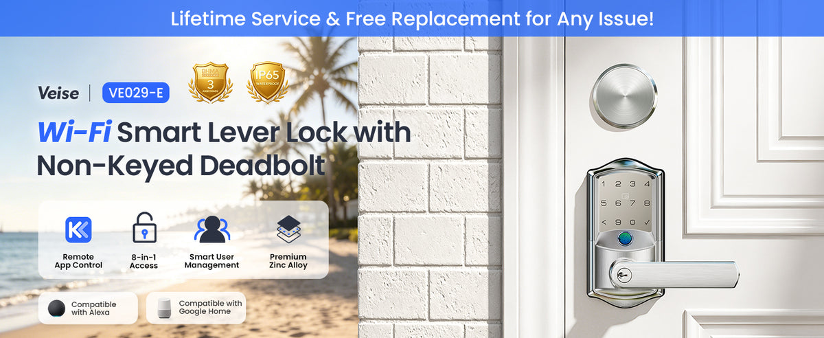 VE029-E WiFi Smart Lever Lock with Non-Keyed Deadbolt