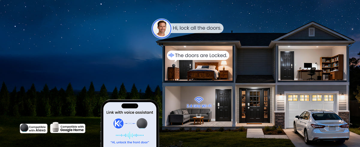 VE012W-K Built-in WiFi Fingerprint Smart Lock with 2 Knobs