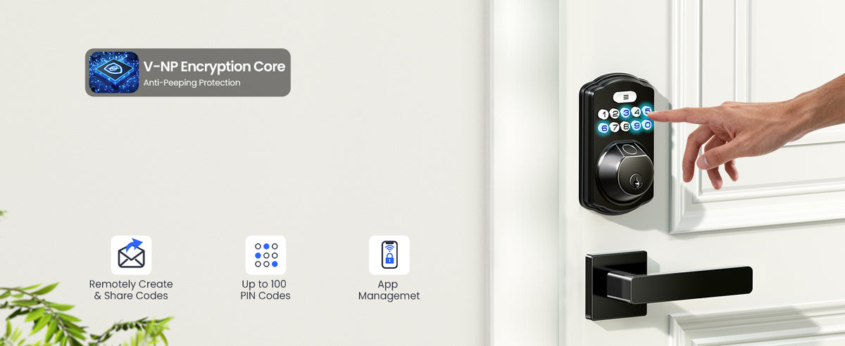 VE012W-L Built-in Wi-Fi Fingerprint Smart Lock with Lever Handle Set