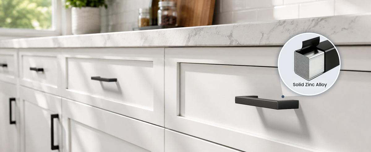 DHZN 3Inch  Kitchen Square Cabinet Handles Matte Black Pulls