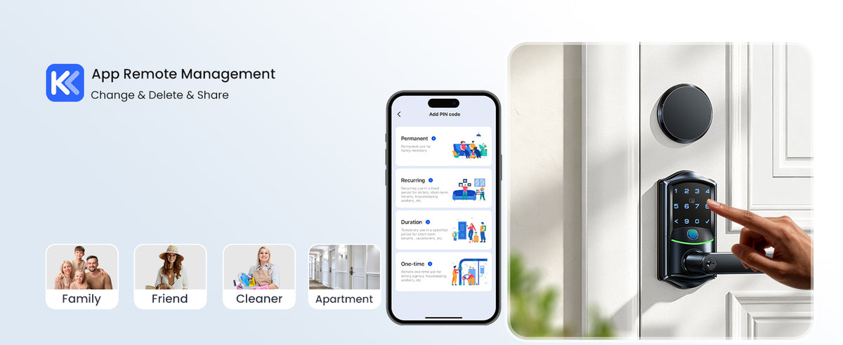 VE029-E WiFi Smart Lever Lock with Non-Keyed Deadbolt