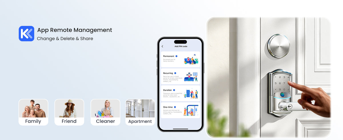 VE029-E WiFi Smart Lever Lock with Non-Keyed Deadbolt