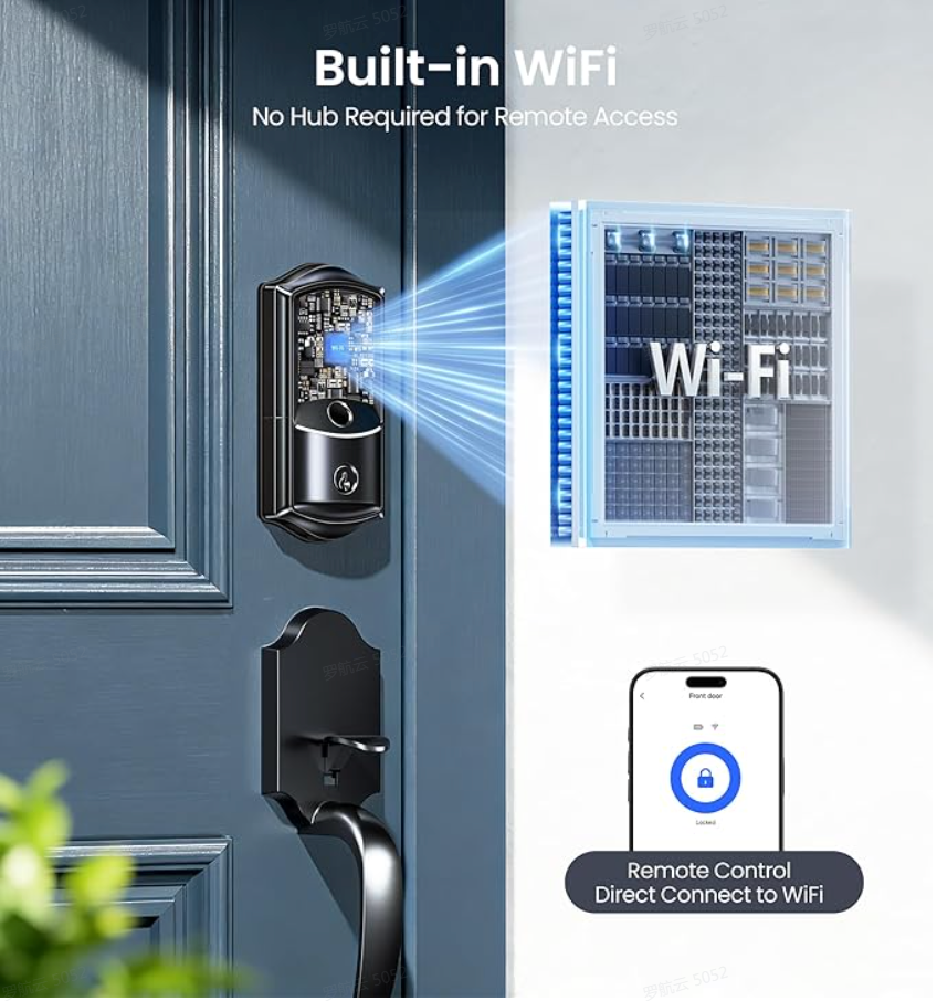 Built-in WiFi connects the deadbolt lock directly to your home network for